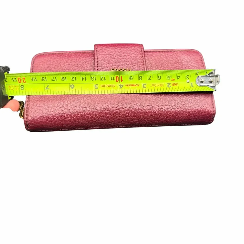 Fossil Leather Zip Around Wristlet Wallet Burgundy RFID